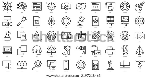 Set Simple Outline Creative Process Icons Stock Vector Royalty Free 2197218463 Shutterstock 