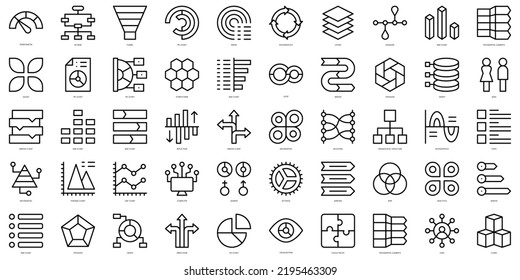 Set of simple outline infographic elements Icons. Thin line art icons pack. Vector illustration