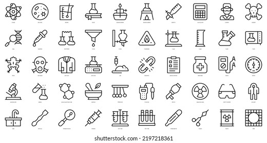 Set Simple Outline Laboratory Icons Thin Stock Vector (Royalty Free ...