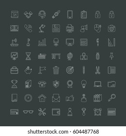 A set of simple outline office equipment icons, editable stroke
