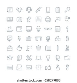 A set of simple outline office equipment icons, editable stroke