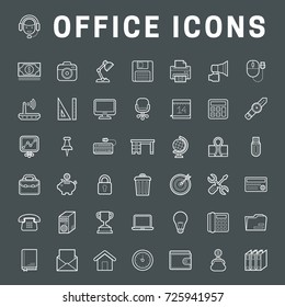 A set of simple outline office equipment icons, editable stroke