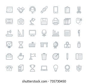 A set of simple outline office equipment icons, editable stroke