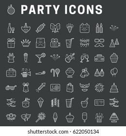 A set of simple outline party icons, expand stroke