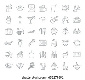 A set of simple outline party icons, editable stroke