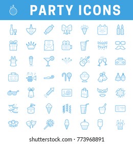 A set of simple outline party icons, editable stroke