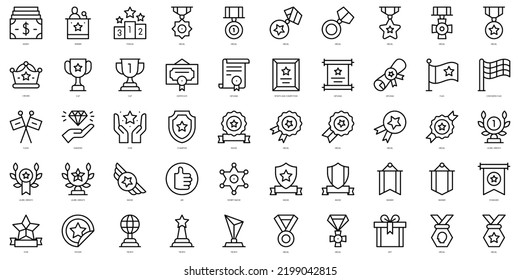 Set of simple outline rewards Icons. Thin line art icons pack. Vector illustration