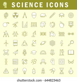 A set of simple outline science icons with fill, expand stroke