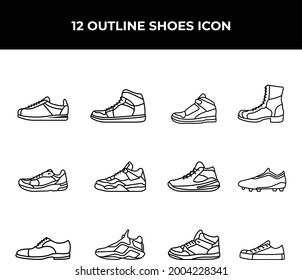 A set of simple outline shoes icon