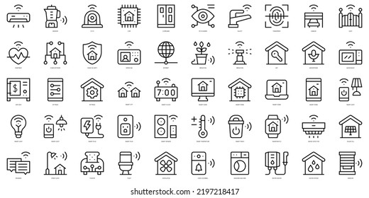 Set of simple outline smart home Icons. Thin line art icons pack. Vector illustration