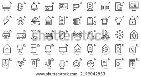 Set of simple outline smarthome Icons. Thin line art icons pack. Vector illustration