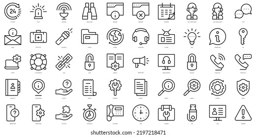 Set of simple outline support Icons. Thin line art icons pack. Vector illustration