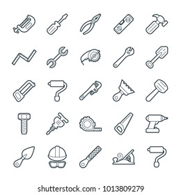 A set of simple outline tools icons, editable stroke