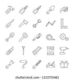 A set of simple outline tools icons, editable stroke