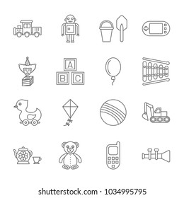A set of simple outline toys icons, editable stroke