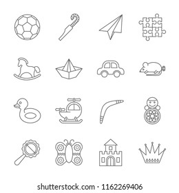 A set of simple outline toys icons, editable stroke