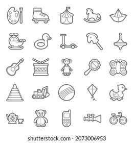 A set of simple outline toys icons, editable stroke