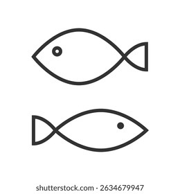 Set of simple outlines fish icon isolated flat style vector illustration on white background.