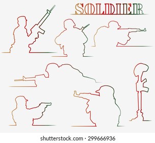 set of simple outlines of soldiers