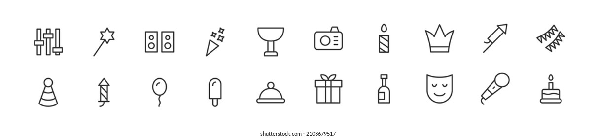 Conjunto de iconos simples de la línea de partido. Objeto de trazo de contorno. Envase de signos lineales. Perfecto para aplicaciones web y móviles.