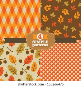 Set of simple patterns in one palette (orange, red-orange, olive, brown, beige)