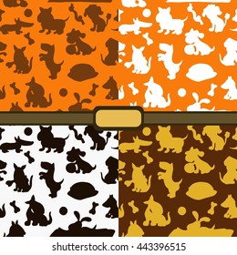a set of simple patterns silhouettes funny funny puppies