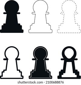 Set of simple pawn icons. Vector in black.
