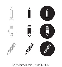 Set of Simple Pencil Icons. flat, outline and minimalist vector icons on a white background.
