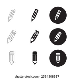 Set of Simple Pencil Icons. flat, outline and minimalist vector icons on a white background.

