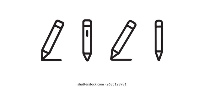 Set of simple pencil icons in various styles.