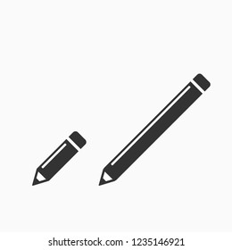 set of simple pencils on white background, pencil with eraser, vector illustration, design element, internet icon edit