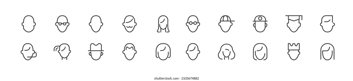 Set of simple people line icons. Outline stroke object. Linear signs pack. Perfect for web apps and mobile.