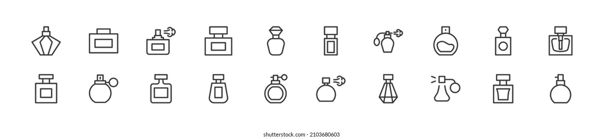 Set of simple perfume line icons. Outline stroke object. Linear signs pack. Perfect for web apps and mobile.