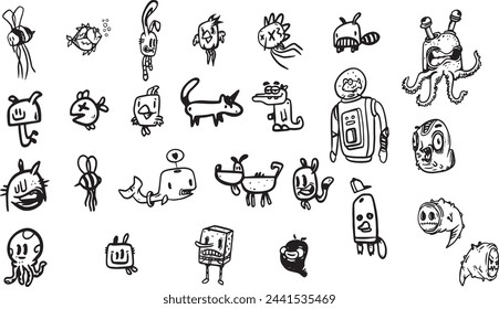 set of simple pet illustrations