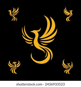 Set simple phoenix logo. Phoenix modern logo concept
