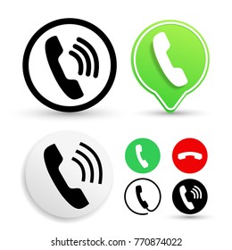 Set of simple phone call sign  for design. Vector illustration. Isolated on white background