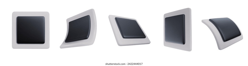 Set simple photo cards or frames different views in bright cartoon 3d style. Cute modern minimal vector illustration.