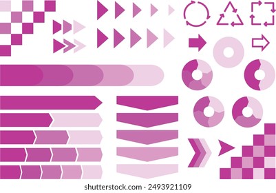 A set of simple pink flow charts
