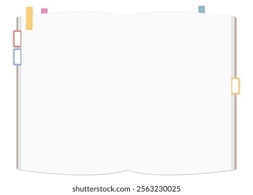 A Set of Simple Plain Notebook and Sticky Notes, Open Spread