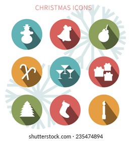 Set of simple plane Christmas and New Year icons