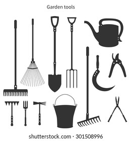 Set of simple plane vector garden icons