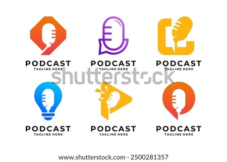 Set of simple podcast dialog logo design