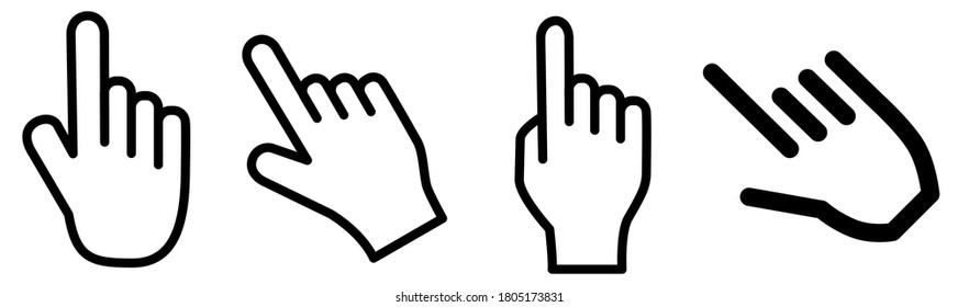 Set of simple pointing fingers icons