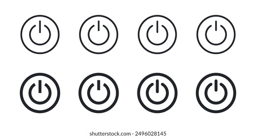 Set of simple power switches in different variations for user interface. Vector icon collection in flat style
