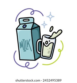 Un conjunto de ilustraciones simples de leche cruda