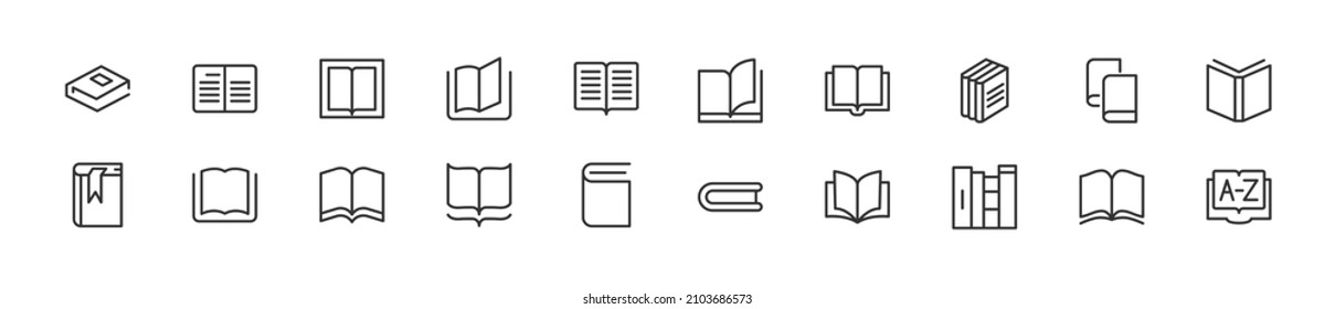 Set of simple read line icons. Outline stroke object. Linear signs pack. Perfect for web apps and mobile.