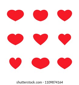 Set of simple red heart icons for design
