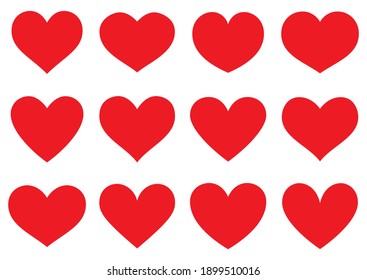 Heart Red Flat Cartoon Icon Set Stock Vector (Royalty Free) 1682282209 ...