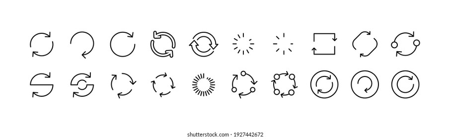 Set of simple refresh line icons. Outline stroke object. Linear signs pack. Perfect for web apps and mobile.