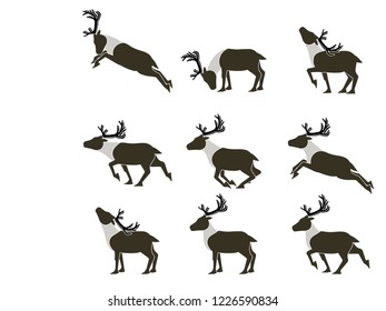 Set of simple reindeer icon on transparent background